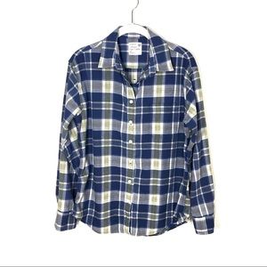 American Eagle flannel button up blue yellow white